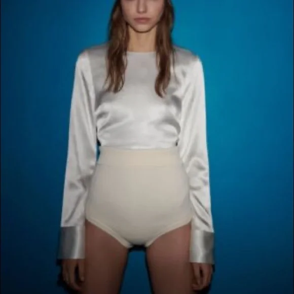 ZARA White Satin Backless Blouse - Picture 6 of 6